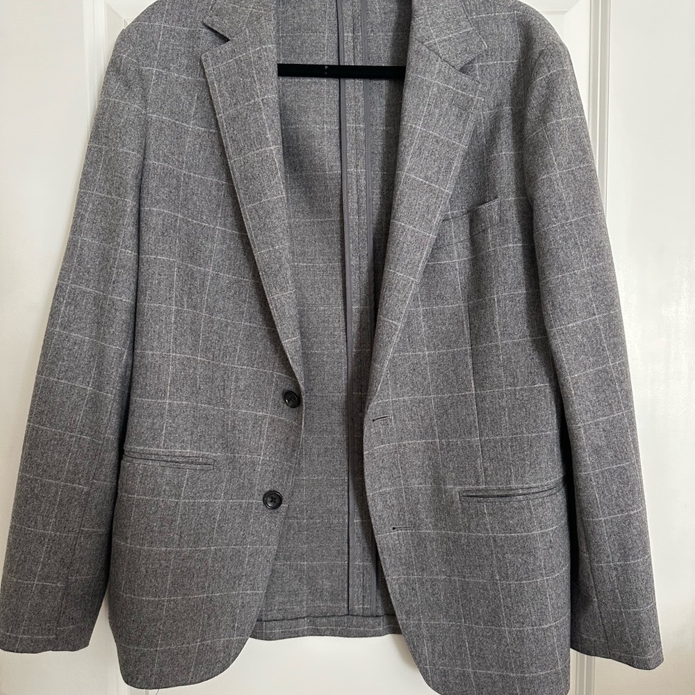 Bonobos Gray Sport Coat with Windowpane Pattern